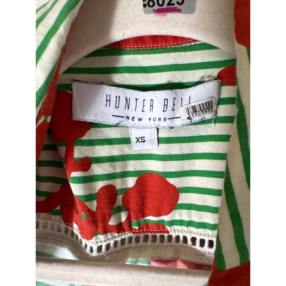 Hunter Bell Green Stripe Short Sleeve Cotton Maxi Dress Sz XS - Picture 5 of 5